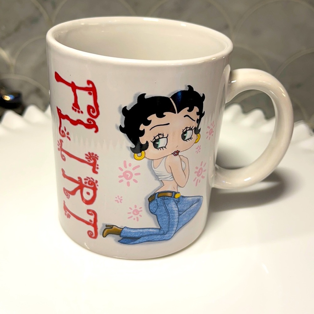 Vtg Betty Boop Coffee Mug “Flirt” jeans unused!
